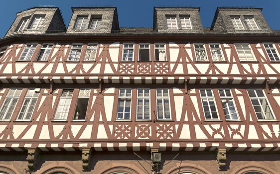 Architecture of Roemerberg square in Frankfurt, Germany. Frankfurt is the fifth-largest city in Germany.