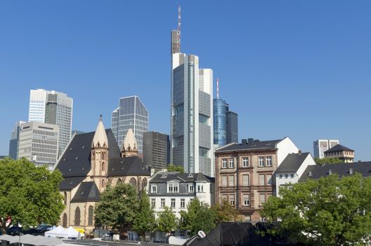 FRANKFURT AM MAIN, GERMANY - JULY 2, 2015: View of Frankfurt am Main, Germany. Frankfurt is the fifth-largest city in Germany.

Frankfurt am Main, Germany - July 2, 2015: View of Frankfurt am Main, Germany. Frankfurt is the fifth-largest city in Germany.