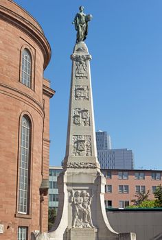 The Unity memorial on in Frankfurt am Main, Germany. The memorial was erected in 1903 and shows on top Clio, the goddess of history.