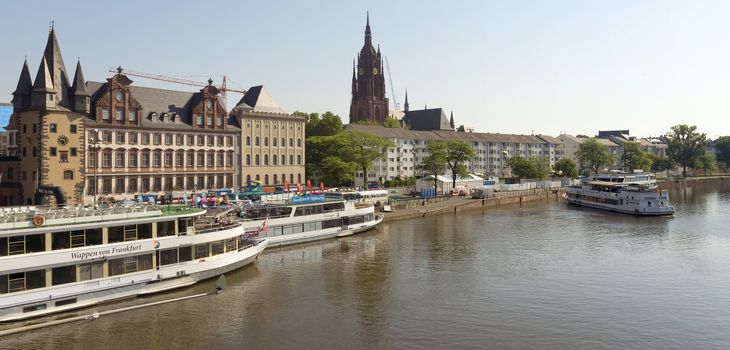 FRANKFURT AM MAIN, GERMANY - JULY 2, 2015: View on old district of Frankfurt am Main, Germany. Frankfurt is the fifth-largest city in Germany.

Frankfurt am Main, Germany - July 2, 2015: View on old district of Frankfurt am Main, Germany. Frankfurt is the fifth-largest city in Germany.