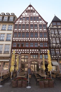 FRANKFURT AM MAIN, GERMANY - JULY 2, 2015: Buildings of Roemerberg square in Frankfurt, Germany. Frankfurt is the fifth-largest city in Germany.

Frankfurt am Main, Germany - July 2, 2015: Buildings of Roemerberg square in Frankfurt, Germany. Frankfurt is the fifth-largest city in Germany.
