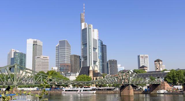 FRANKFURT AM MAIN, GERMANY - JULY 2, 2015: View of Frankfurt am Main, Germany. Frankfurt is the fifth-largest city in Germany.

Frankfurt am Main, Germany - July 2, 2015: View of Frankfurt am Main, Germany. Frankfurt is the fifth-largest city in Germany.