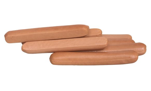 Frankfurter sausage isolated on white background. Clipping path included.
