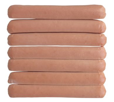 Frankfurter sausage isolated on white background. Clipping path included.