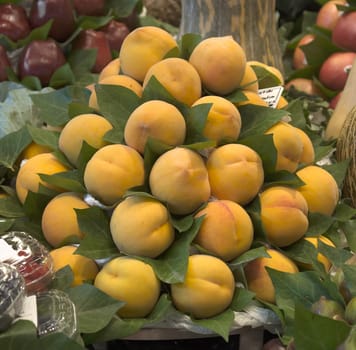 Apricots and other fruits at the Boqueria market in Barcelona.