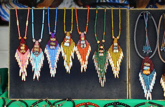 KAOHSIUNG, TAIWAN -- AUGUST 18, 2018: Indigenous arts and crafts are on sale at an outdoor market