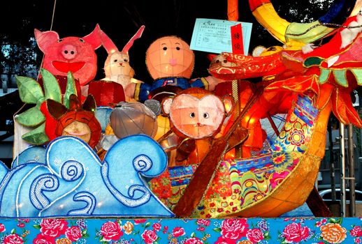 KAOHSIUNG, TAIWAN - FEBRUARY 23: Colorful lanterns are displayed during the 2013 Kaohsiung Lantern Festival on February 23, 2013 in Kaohsiung.