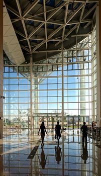 KAOHSIUNG, TAIWAN -- JULY 13, 2014:  An interior view of the new Kaohsiung Exhibition Center built at the harbor waterfront