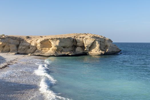 A beach on the wild coast of the Sultanate of Oman