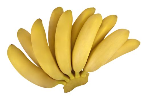 Bunch of Bananas isolated on white background. Clipping path included.