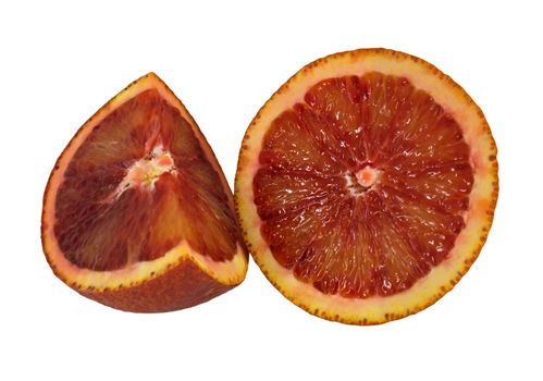 Blood red oranges isolated on white background. Clipping path included.