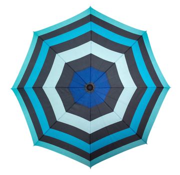 Beach umbrella isolated on white, top view. Clipping path included.