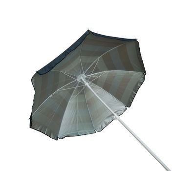 Blue striped umbrella isolated on white. Clipping path included.