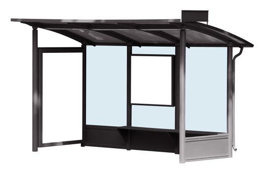 Bus stop with blank banners isolated on white background. Clipping Path included.