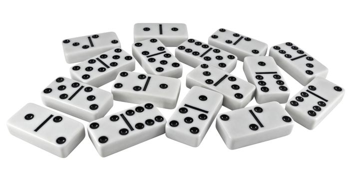 Domino pieces isolated on white background. Clipping Path included.