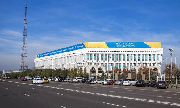 ALMATY, KAZAKHSTAN - OCTOBER 21, 2015: The Republic Square of Kazakhstan. Almaty is the largest city in Kazakhstan, and was the country's capital until 1997.

Almaty, Kazakhstan - October 21, 2015: The Republic Square of Kazakhstan. Almaty is the largest city in Kazakhstan, and was the country's capital until 1997.