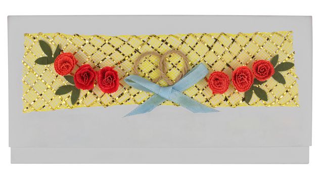 Invitation envelope for wedding isolated on white. Clipping path included.