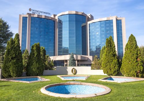 ALMATY, KAZAKHSTAN - OCTOBER 21, 2015: The InterContinental Hotel is located near Republic Square and the Presidential Palace in Almaty.

Almaty, Kazakhstan - October 21, 2015: The InterContinental Hotel is located near Republic Square and the Presidential Palace in Almaty. InterContinental Hotels and Resorts - the international hotel chain, owned by the British company InterContinental Hotels Group.