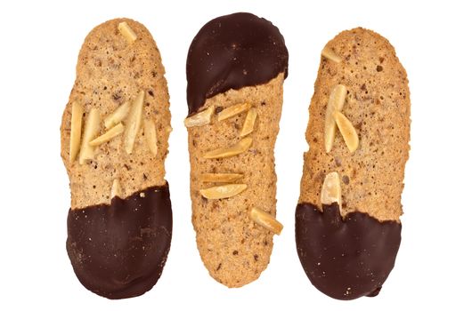 Three French Almond Cookies isolated on white. Clipping path included.