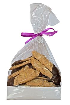 Wrapped French Almond Cookies isolated on white. Clipping path included.