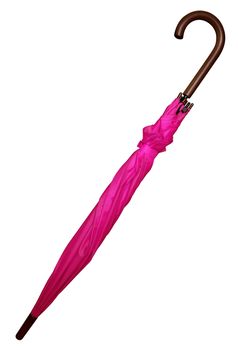 Folded rose umbrella isolated on white background. Clipping path included.