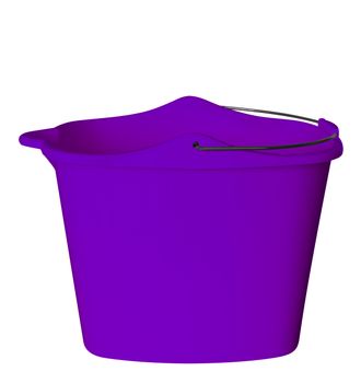 Violet plastic bucket isolated on white background. Clipping path included.