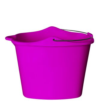 Rose plastic bucket isolated on white background. Clipping path included.