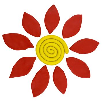 Plasticine Flower isolated on a white background. Clipping path included.