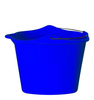 Dark blue plastic bucket isolated on white background. Clipping path included.