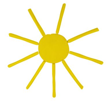 Plasticine Sun isolated on a white background. Clipping path included.