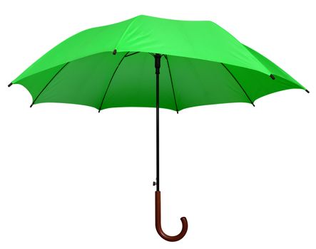 Green umbrella isolated on white background. Clipping path included.