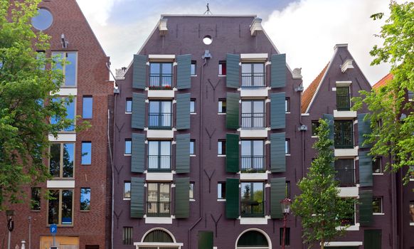 View of typical dutch houses. Amsterdam, Holland.