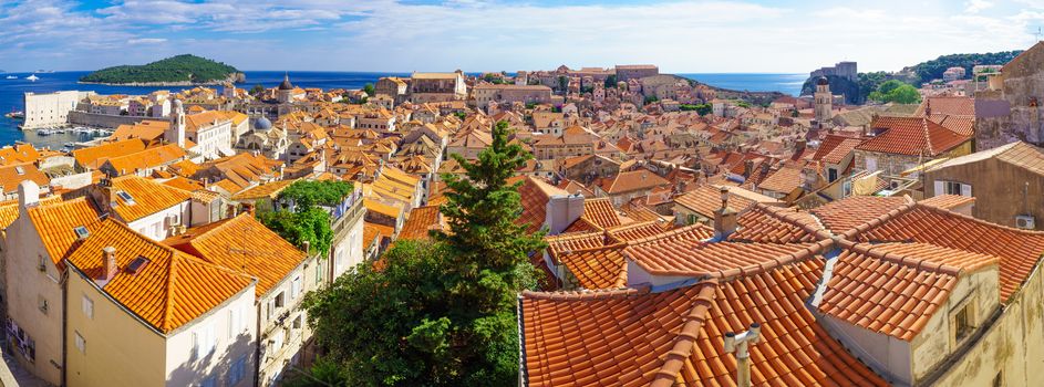 Panoramic view of the old city and Lokrum Island, in Dubrovnik, Croatia