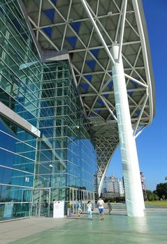 KAOHSIUNG, TAIWAN -- JULY 13, 2014:  A view of the modern architectural design of the new Kaohsiung Exhibition Center.