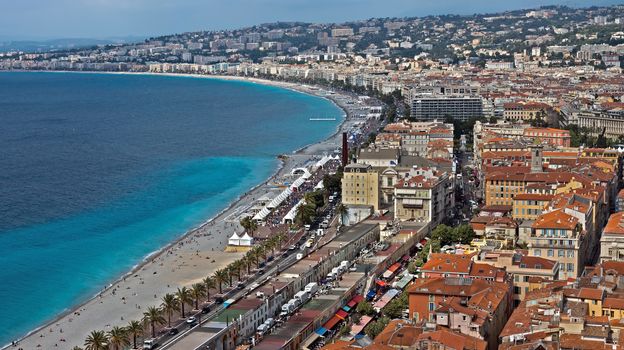 NICE, FRANCE - MAY 31, 2014: Promenade des Anglais and panoramic view of city of Nice, French Riviera, France.

Nice, France - May 31, 2014: Promenade des Anglais and panoramic view of city of Nice, French Riviera, France.