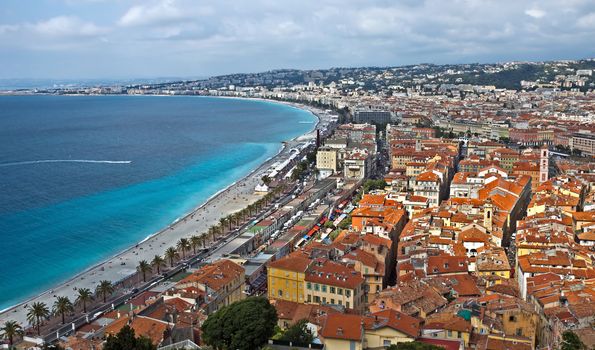 NICE, FRANCE - MAY 31, 2014: Promenade des Anglais and panoramic view of city of Nice, French Riviera, France.

Nice, France - May 31, 2014: Promenade des Anglais and panoramic view of city.
