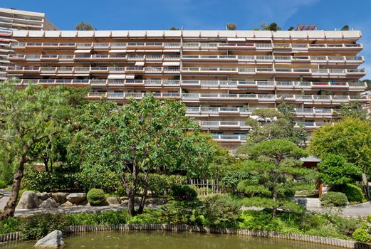 MONTE CARLO, MONACO - JUNE 1, 2014: Architecture of residential buildings near Grand Casino.

Monte Carlo, Monaco - June 1, 2014: Architecture of residential buildings near Grand Casino.