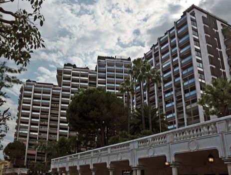 MONTE CARLO, MONACO - JUNE 1, 2014: Architecture of residential buildings near Grand Casino.

Monte Carlo, Monaco - June 1, 2014: Architecture of residential buildings near Grand Casino.