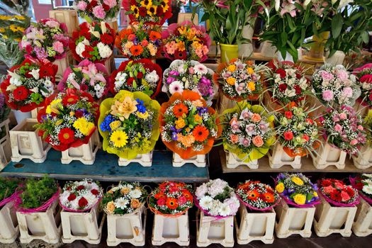Outdoor flower market in city of Nice, France