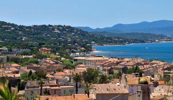 Architecture of Saint Tropez city from above. French Riviera, France.