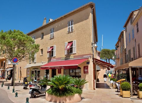 SAINT TROPEZ, FRANCE - JUNE 5, 2014: Architecture of Saint Tropez city in French Riviera, France.

Saint Tropez, France - June 5, 2014: Architecture of Saint Tropez city in French Riviera, France. People are walking by street.