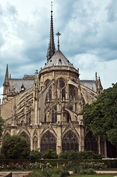 View of the Cathedral of Notre Dame, Paris, France.