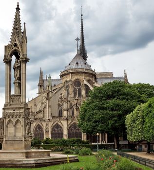 View of the Cathedral of Notre Dame, Paris, France.