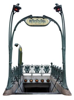 Entrance to the subway, in the style of Art Deco isolated on white. Clipping path included.