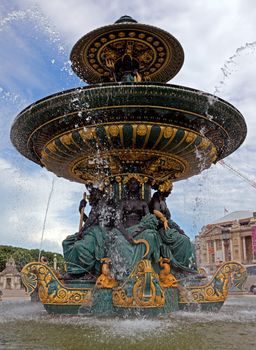Fountaine des Mers, Place de la Concorde, Paris, France.