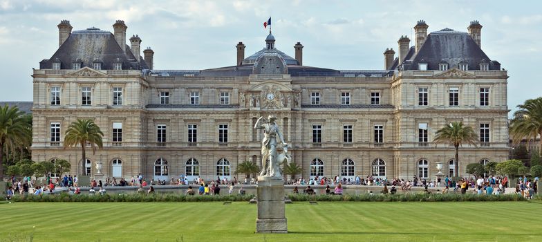 The Luxembourg Palace in The Jardin du Luxembourg. View on the main facade.