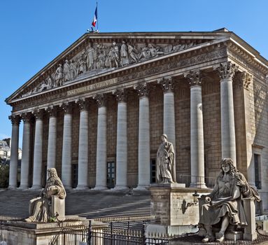 The National Assembly - Bourbon palace the french parliament in Paris.