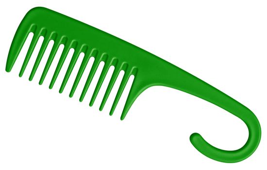 Green comb isolated on white background. Clipping path included.