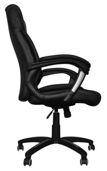 Black leather office chair isolated on white. Clipping path included.
