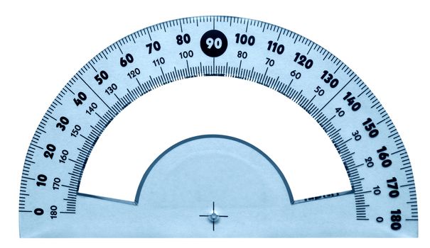 Protractor isolated on white. Clipping path included.